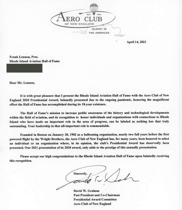 ACONE Award Letter