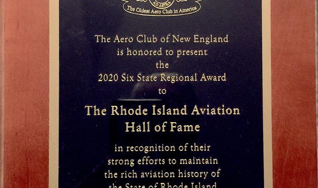Aero Club of New England Excellence Award 2020